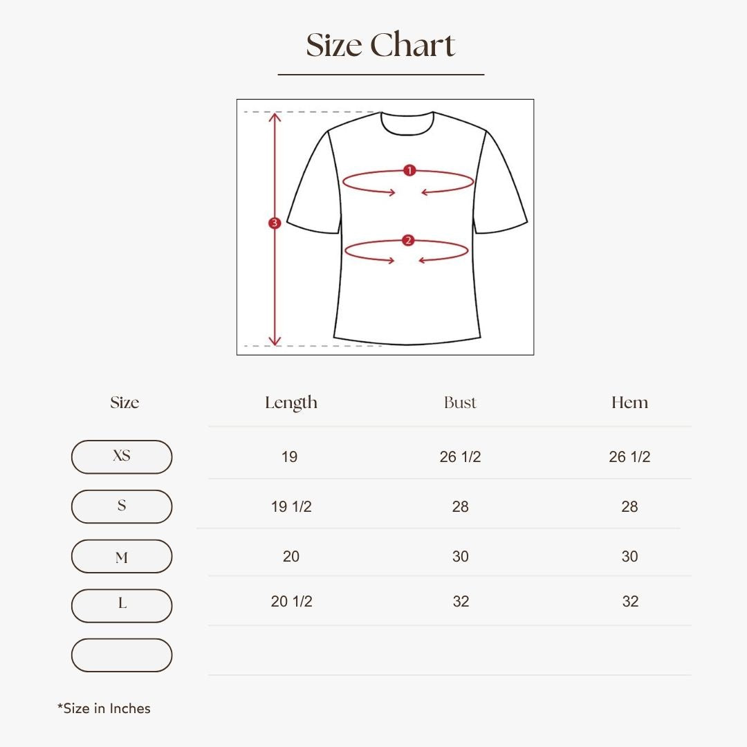 Raglan Cap-Sleeve Tee Size Guide