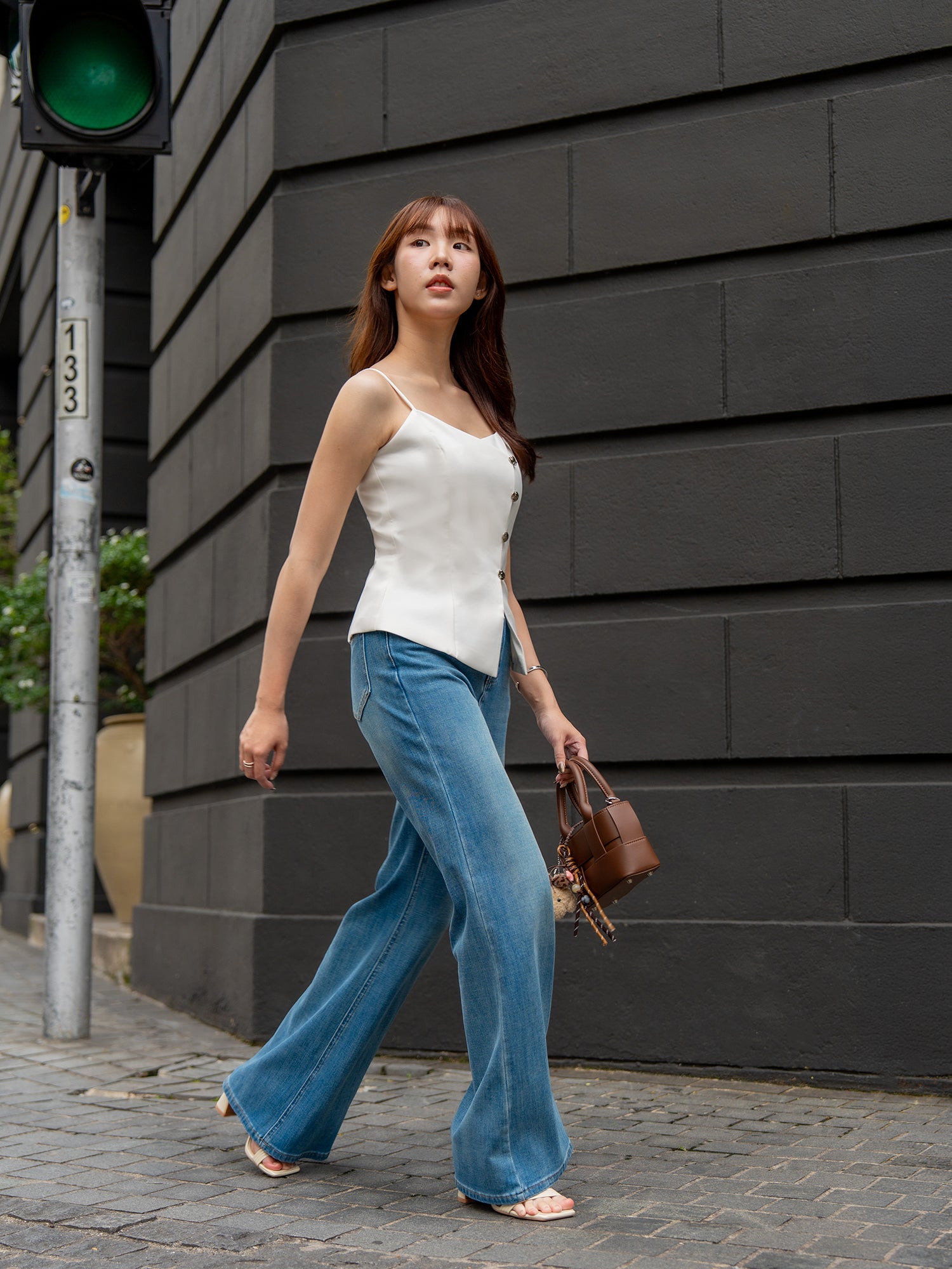Sleeveless Button Front Top