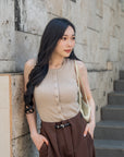 Button-Front Knit Vest Top