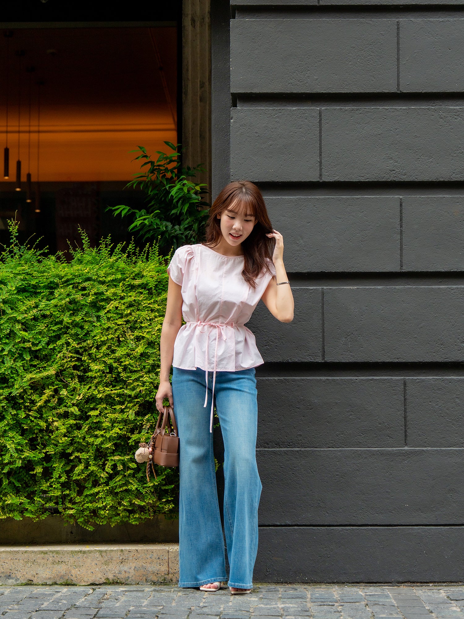 Gathered Cape Sleeve Blouse