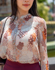 Abstract Print Sheer Shirt