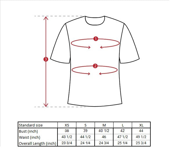 RAEA Signature Tee Size Guide