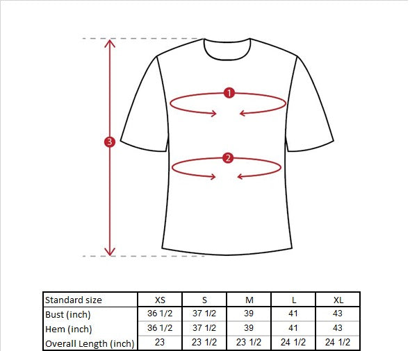 Trey T-Shirt Size Guide