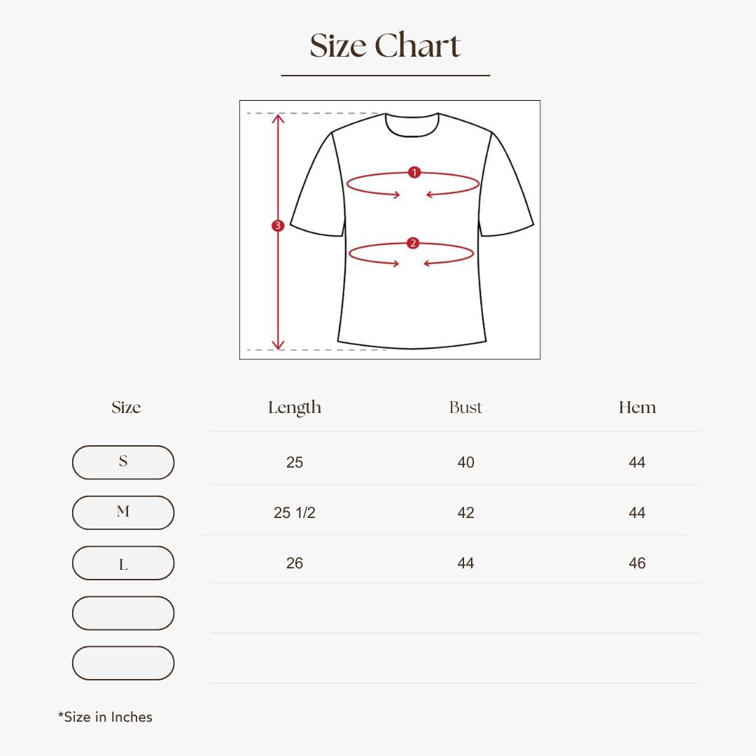 Lapel Collar Drop Shoulder Shirt Size Guide