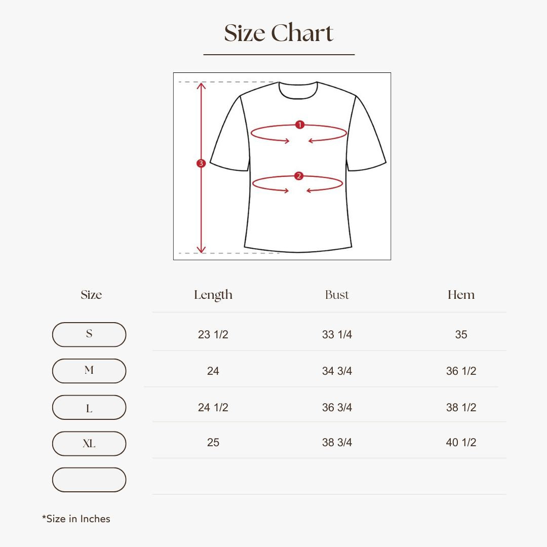 Classic Crew Neck Tee Size Guide