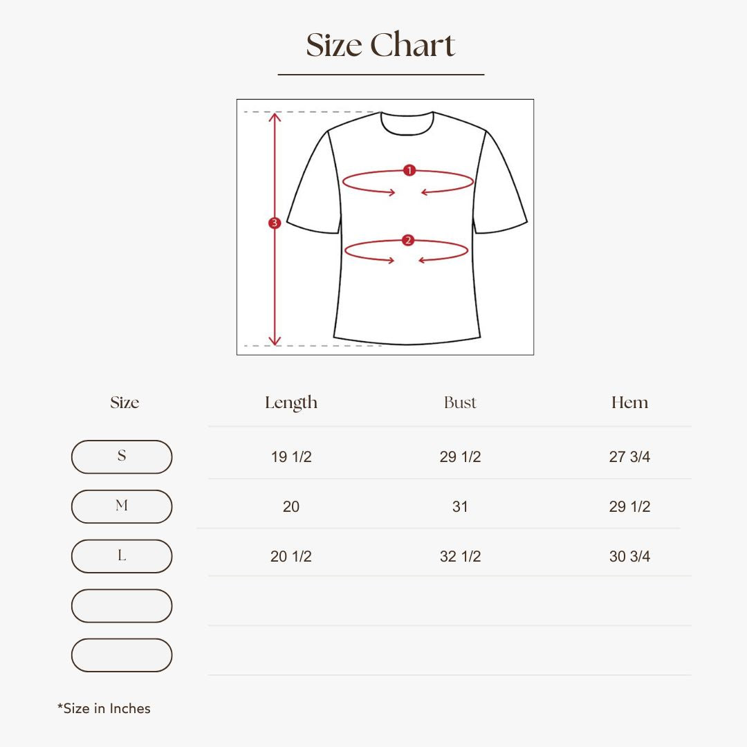 Ribbed Fitted Tee Size Guide