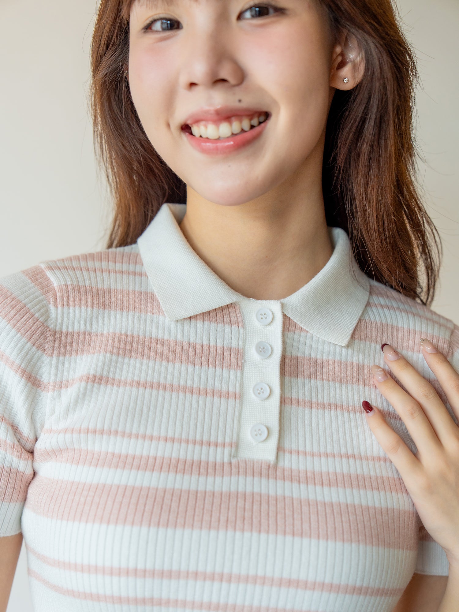 Striped Polo Knit Top