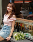 Asymmetric Off-Shoulder Knit Top