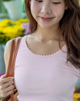 Lace Trim Ribbed Tank Top