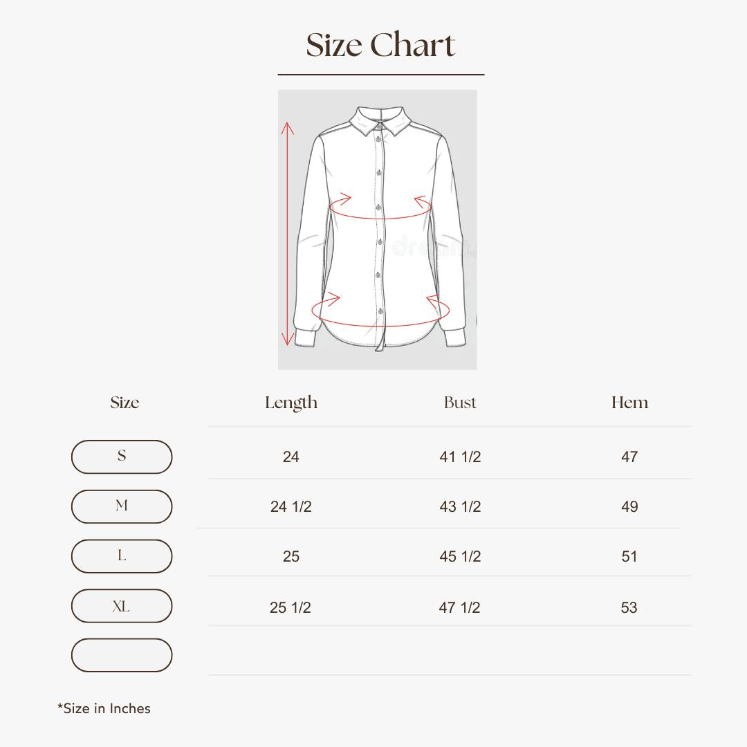 Ruffled Collar Chiffon Blouse Size Guide