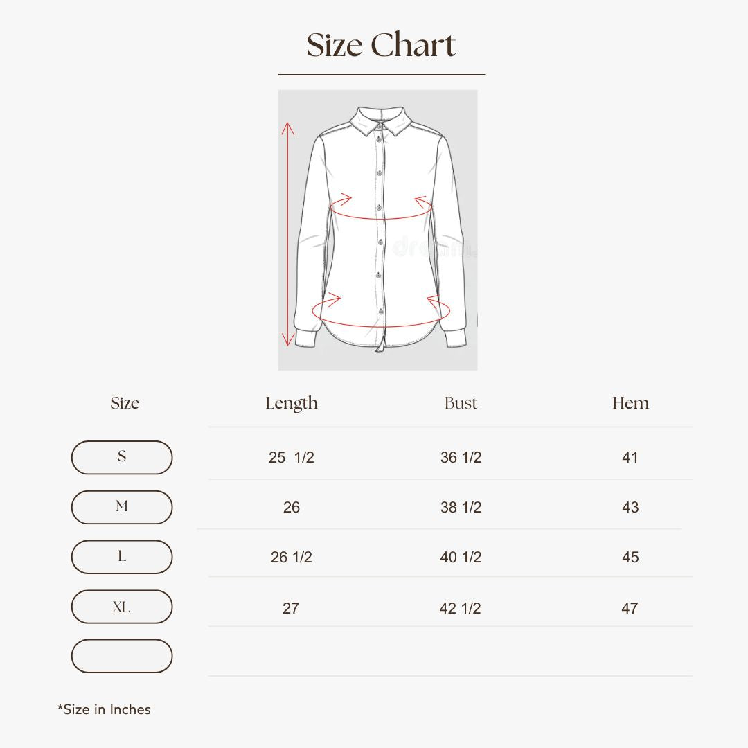 Printed Striped Shirt Size Guide