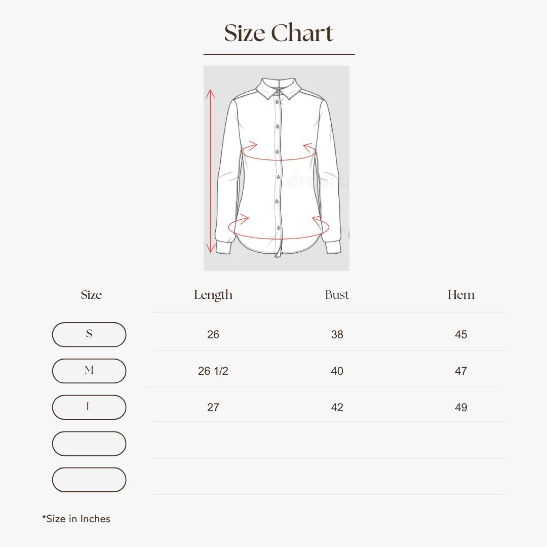 Printed Linen Oversized Shirt Size Guide