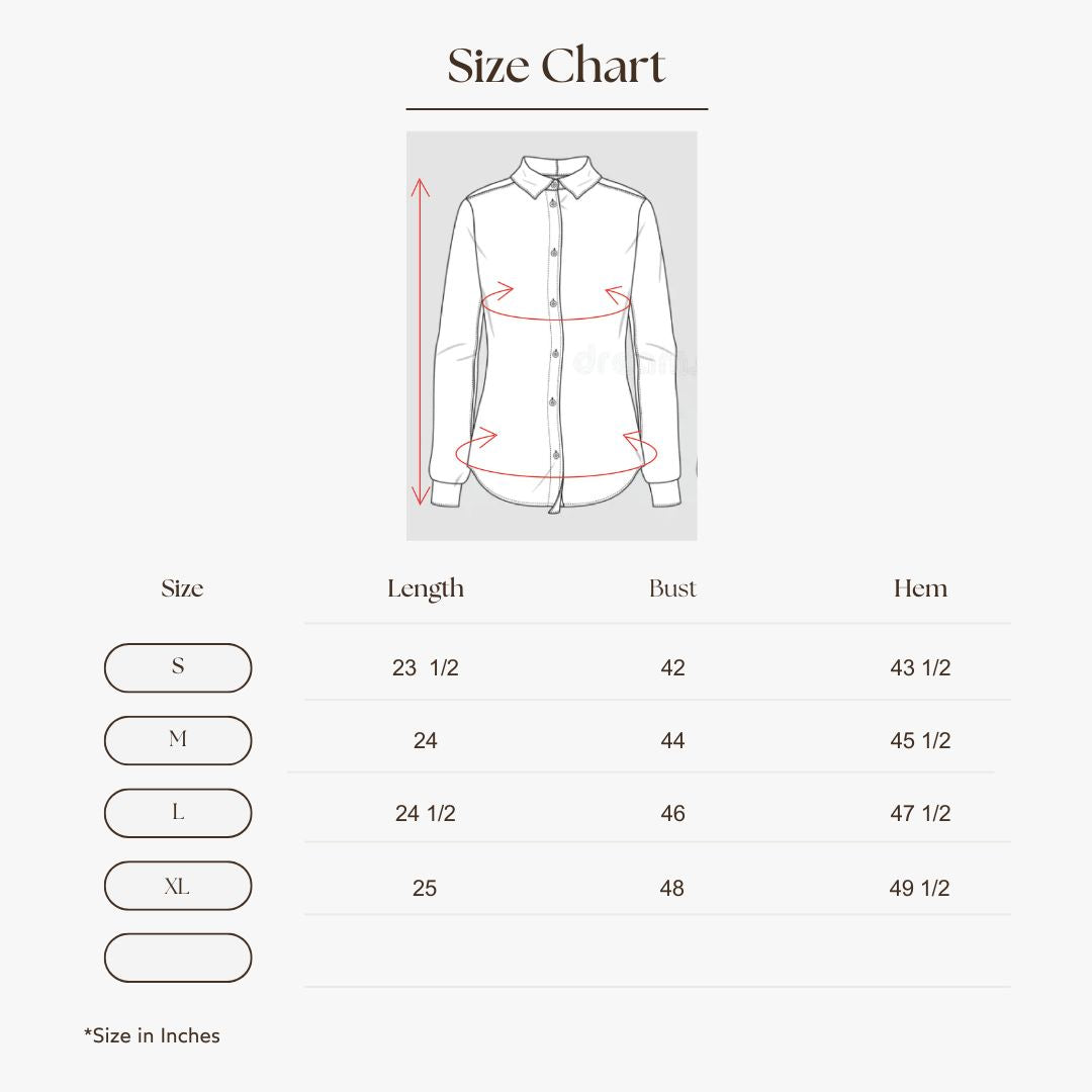 Structured Sleeve Shirt Size Guide