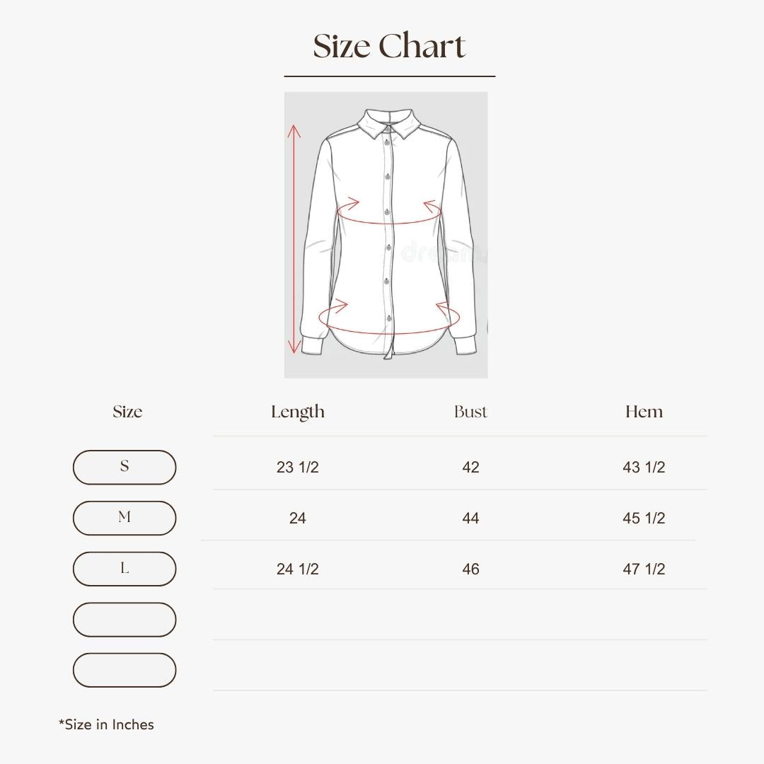 Structured Sleeve Shirt Size Guide