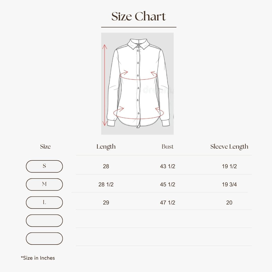 Back-Knot Collar Shirt Size Guide