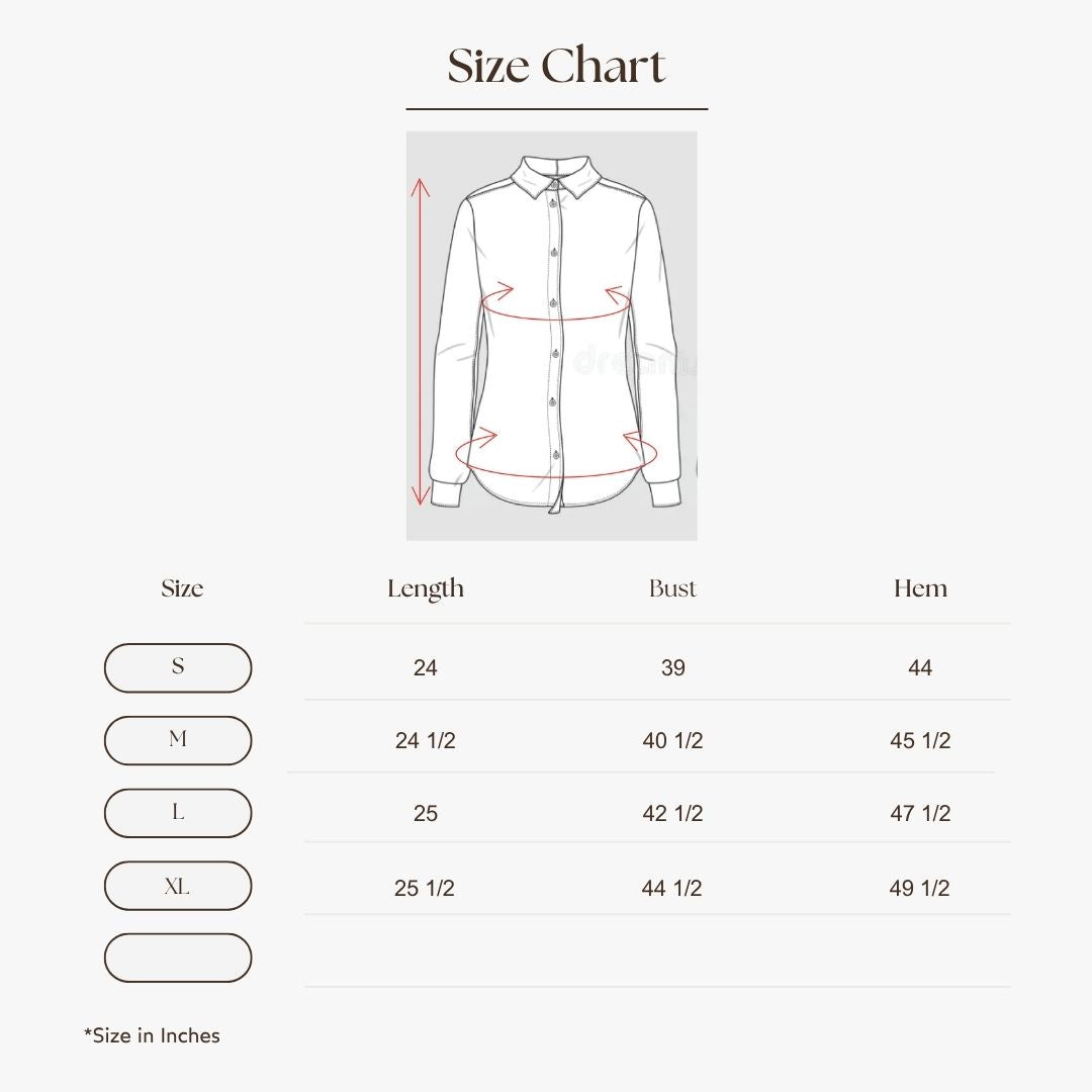 Abstract Print Sheer Shirt Size Guide