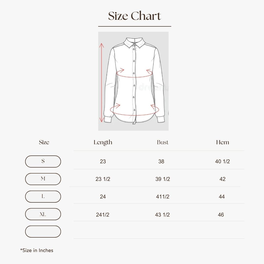 Front Knot Blouse Size Guide