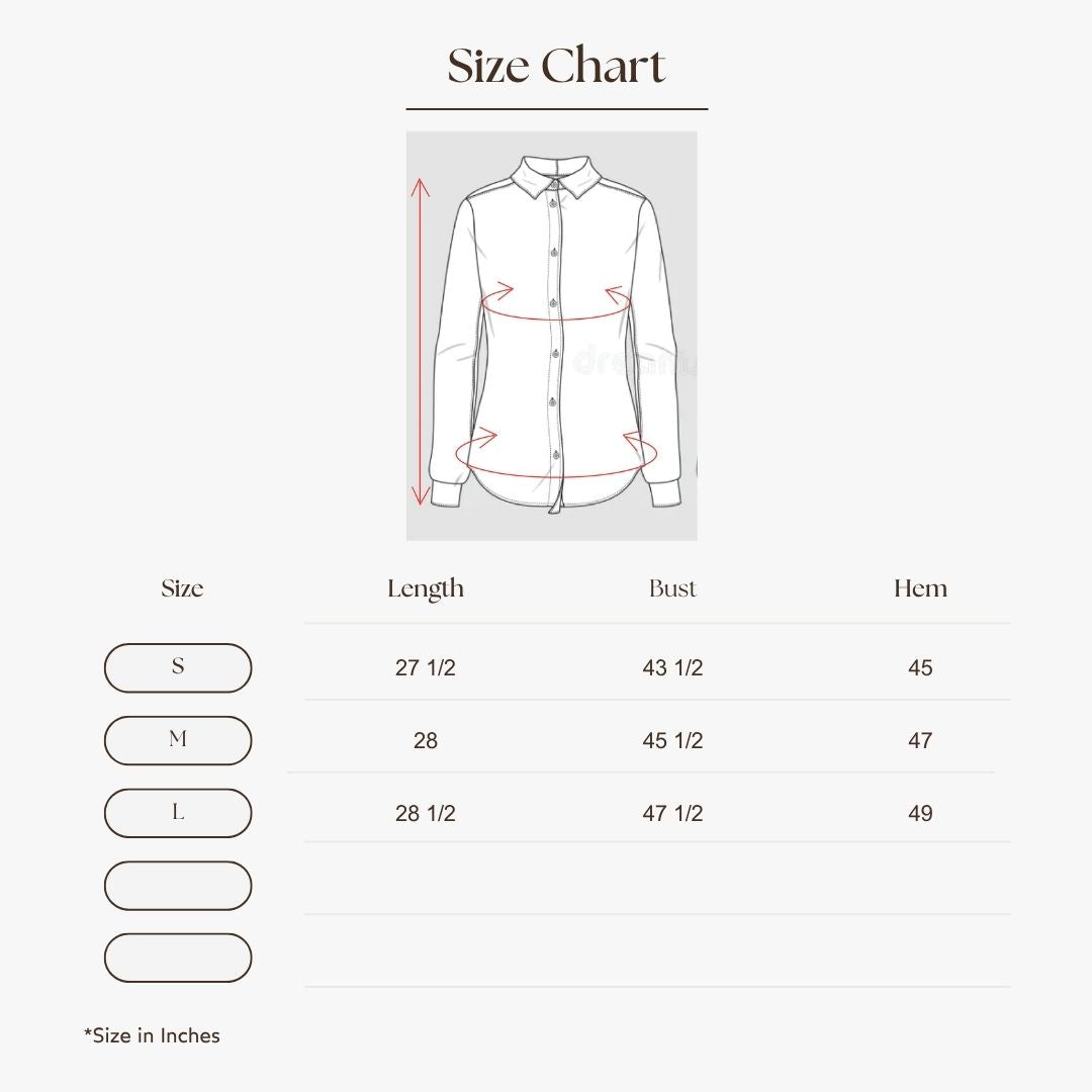 Seam-Detail Boxy Button-Up Blouse Size Guide