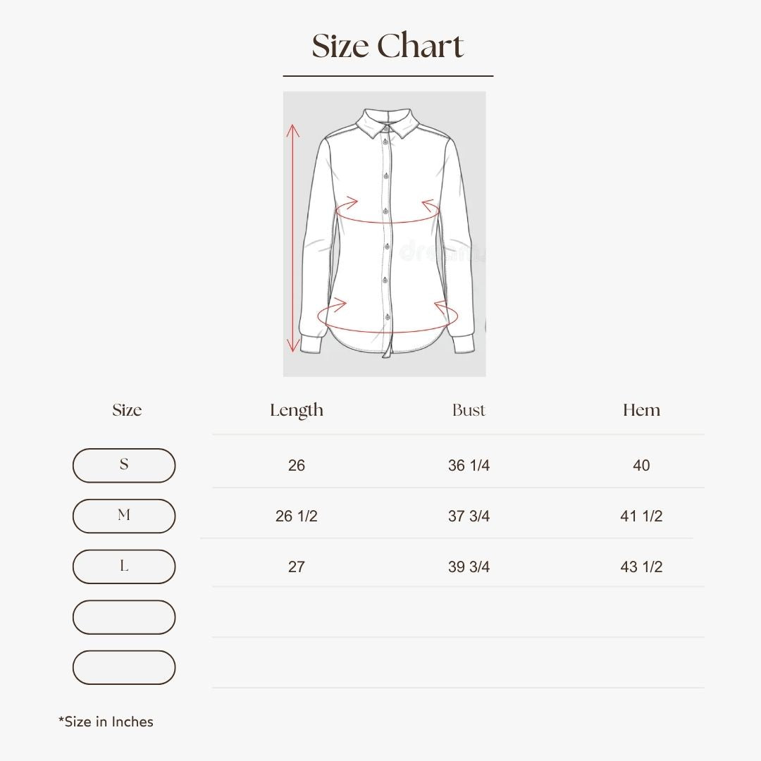 Sheer Button Blouse Size Guide