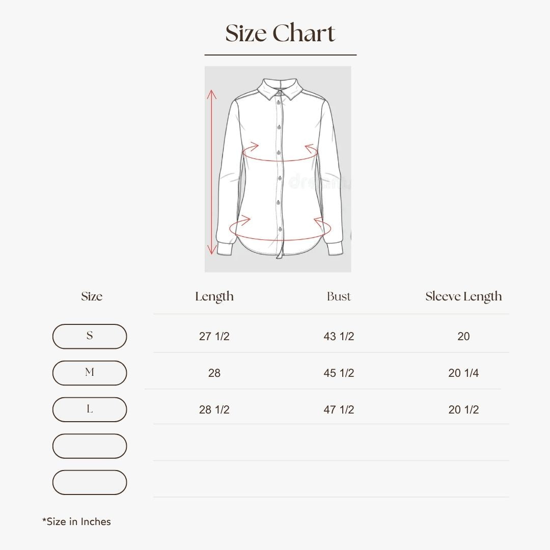 Abstract Floral Print Shirt Size Guide