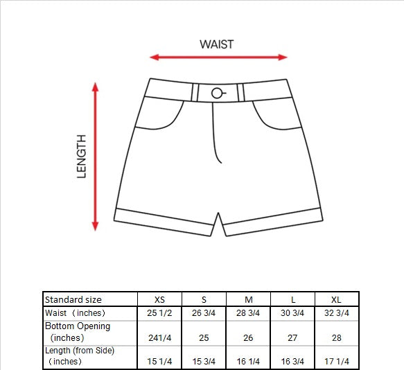 Gelasius Shorts Size Guide