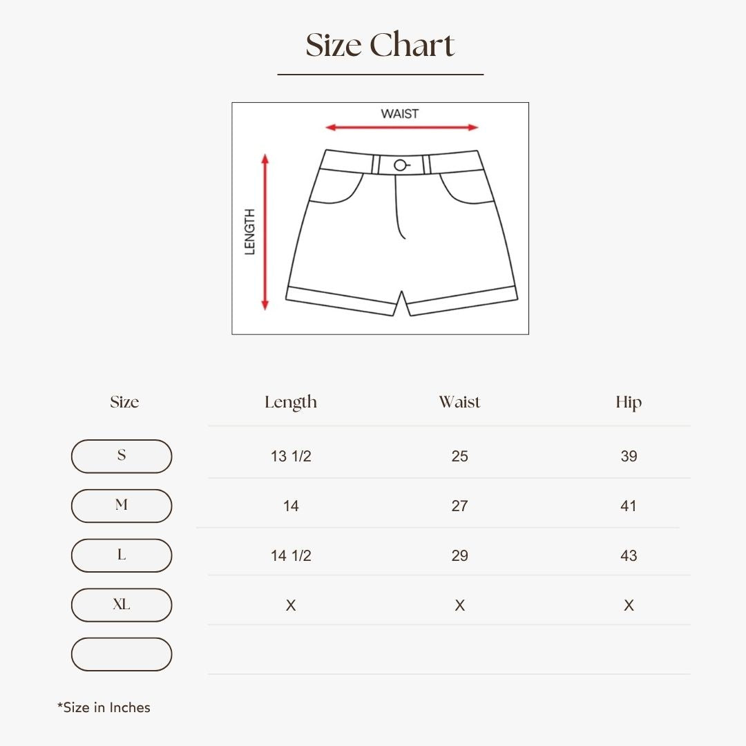 Comfy Lounge Shorts Size Guide