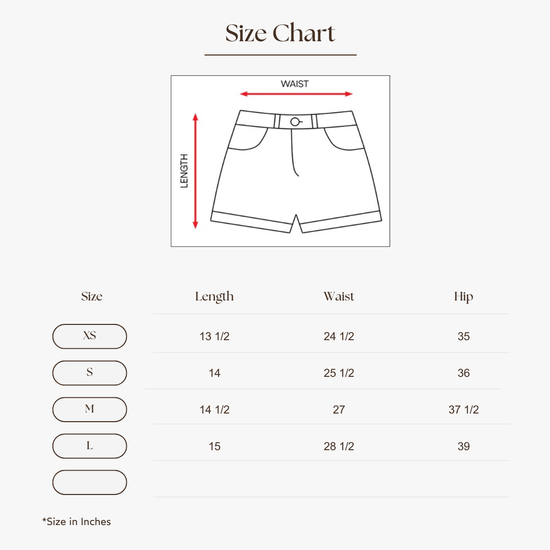 Tailored High-Waist Shorts Size Guide