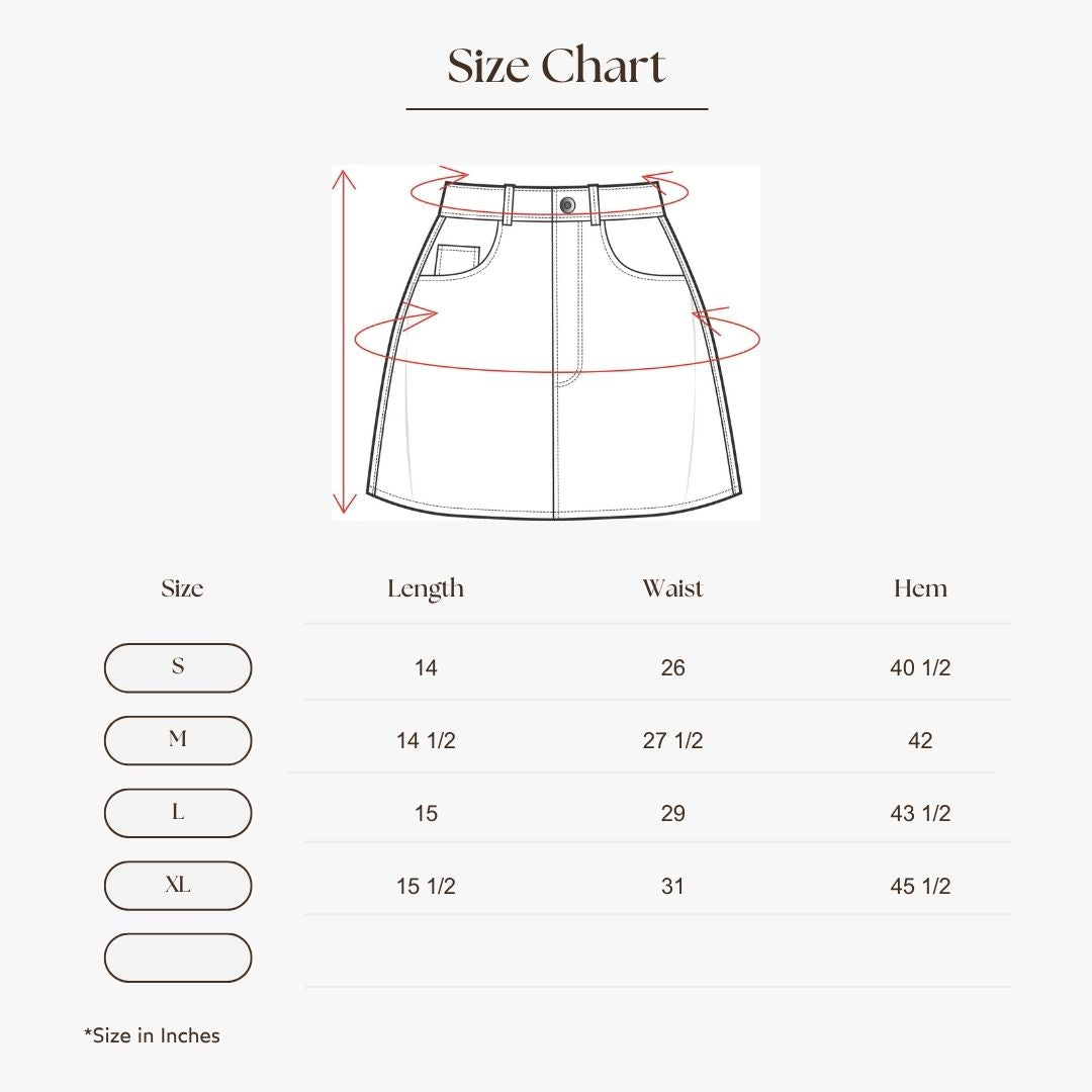 Soft A-Line Mini Skirt Size Guide