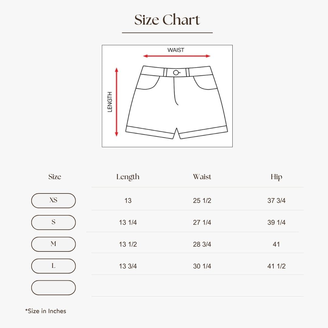 Tailored A-Line Shorts Size Guide