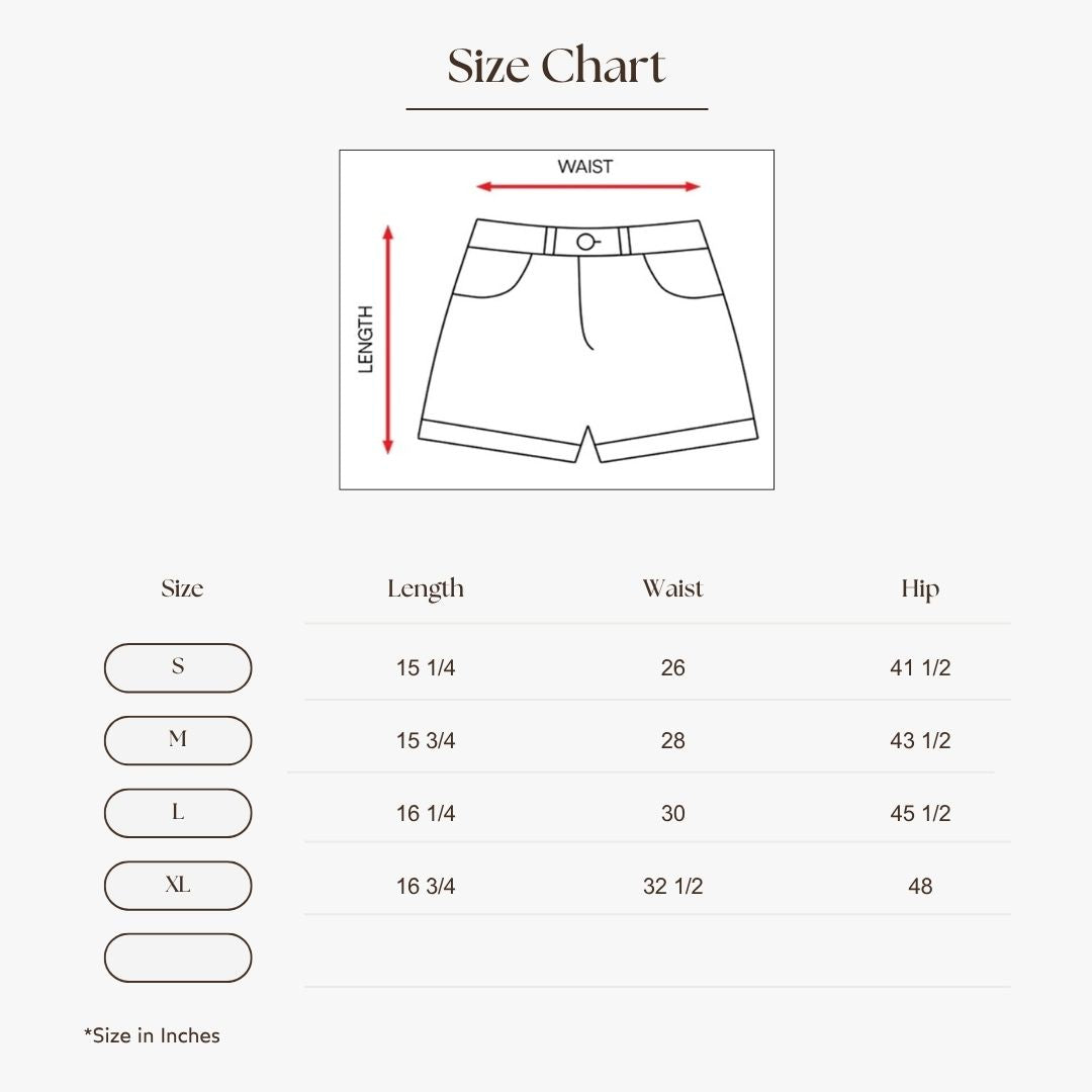 Drawstring Linen Shorts Size Guide
