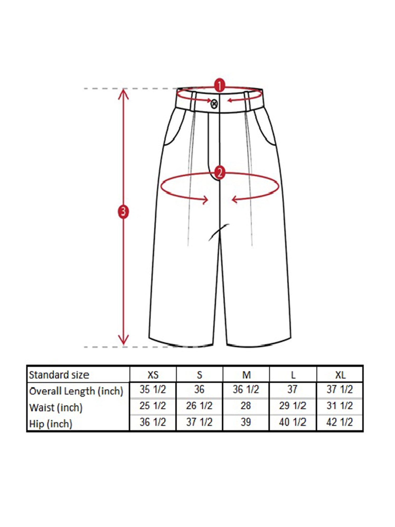 Ty Cotton Culottes Size Guide
