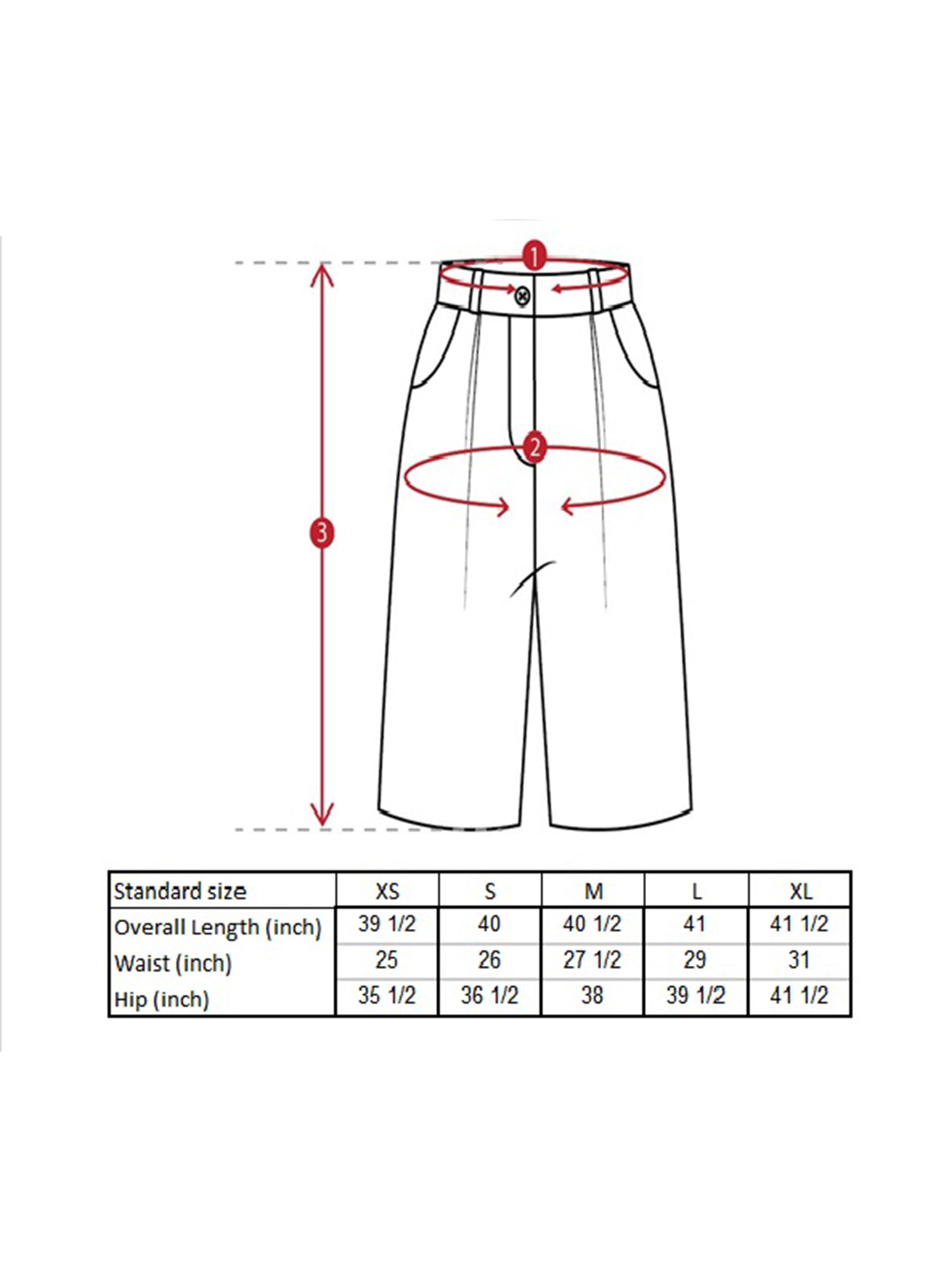 Danni Satin Trousers Size Guide