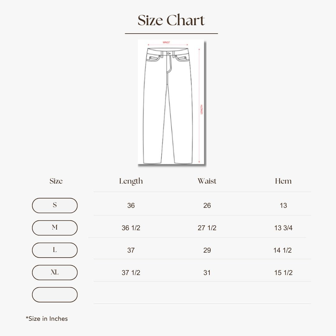 Tapered Piping Trousers Size Guide