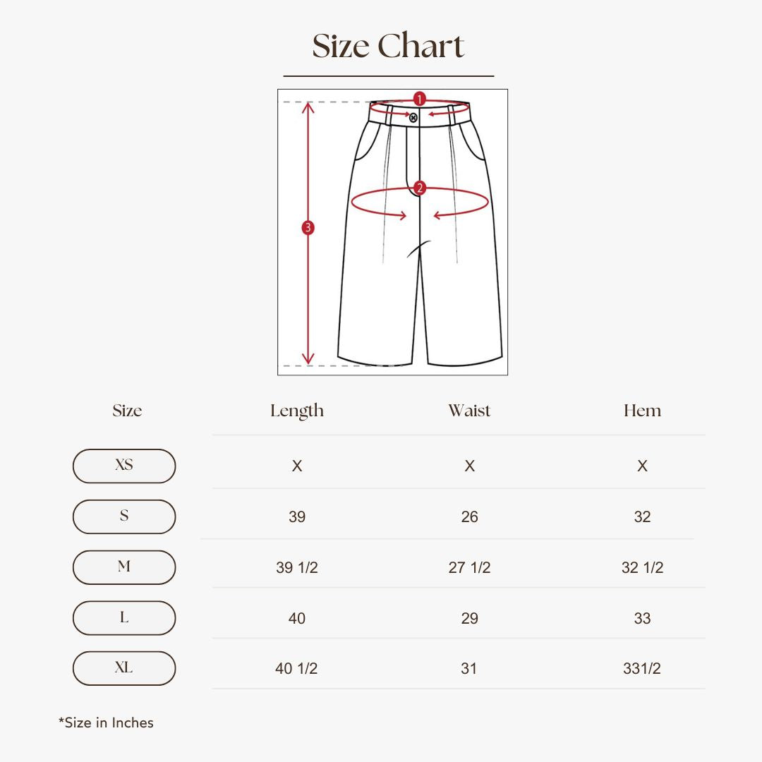 Pleated Wide-Leg Trousers Size Guide
