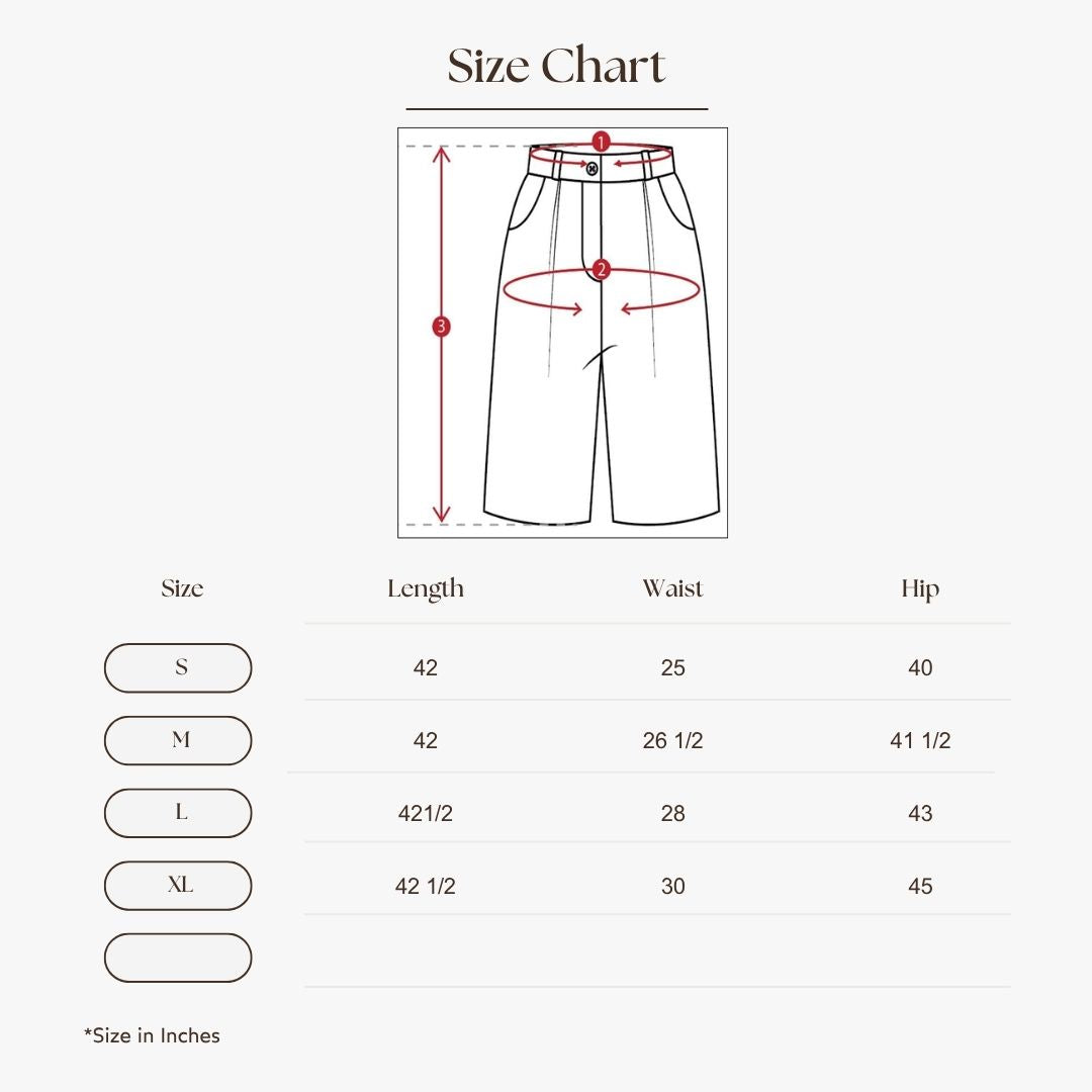 Pleated Wide-Leg Pants Size Guide