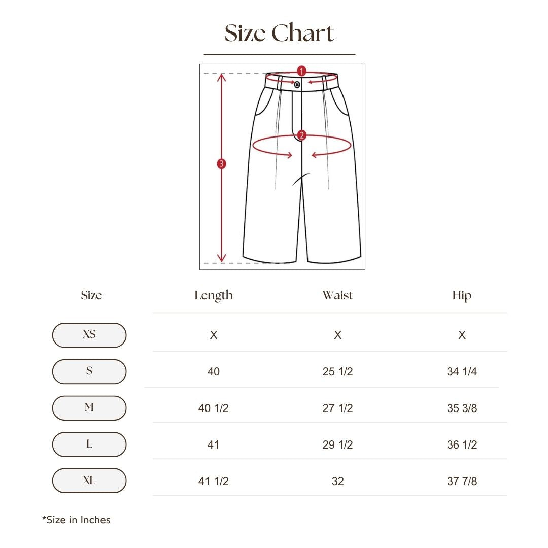 Pleated Wide Leg Trouser Size Guide