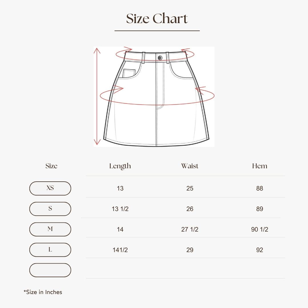 Pleated Mini Skirt Size Guide