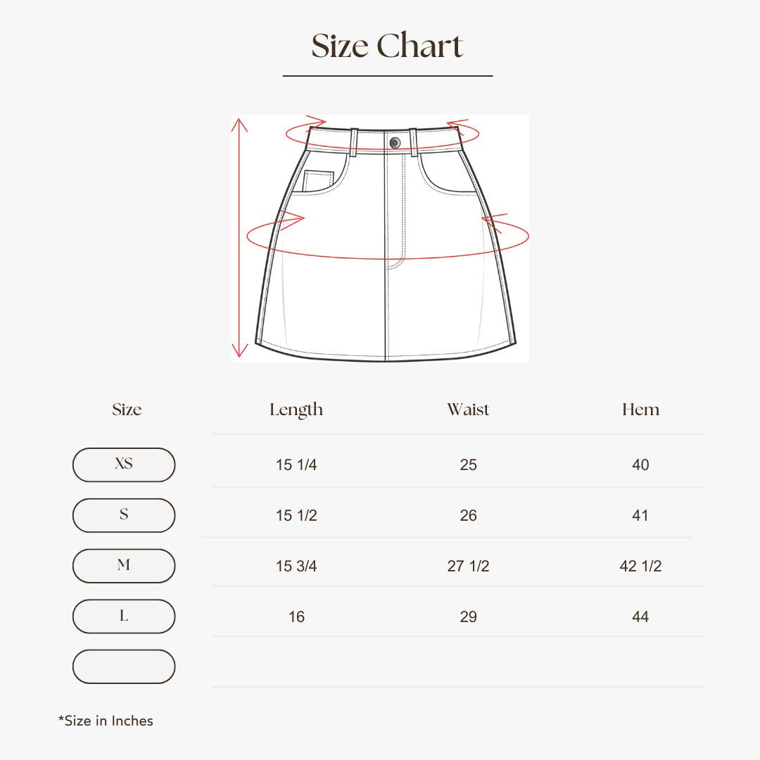Structured A-Line Mini Skirt Size Guide