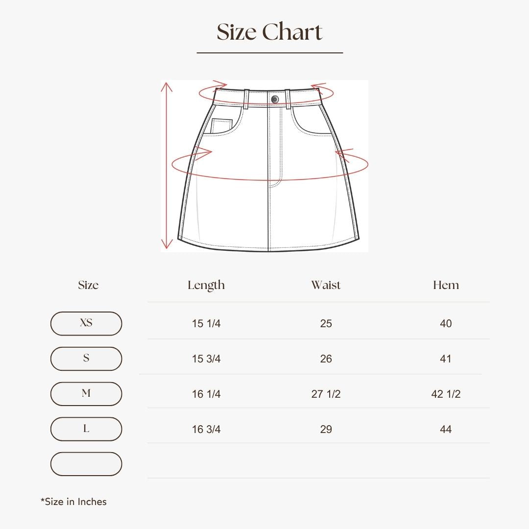 Utility Mini Skirt Size Guide