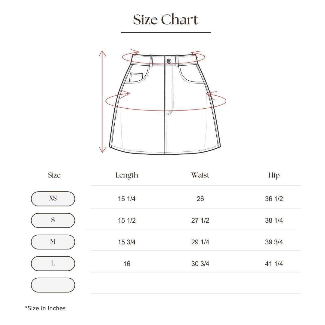 Minimalist Utility Mini Skirt Size Guide