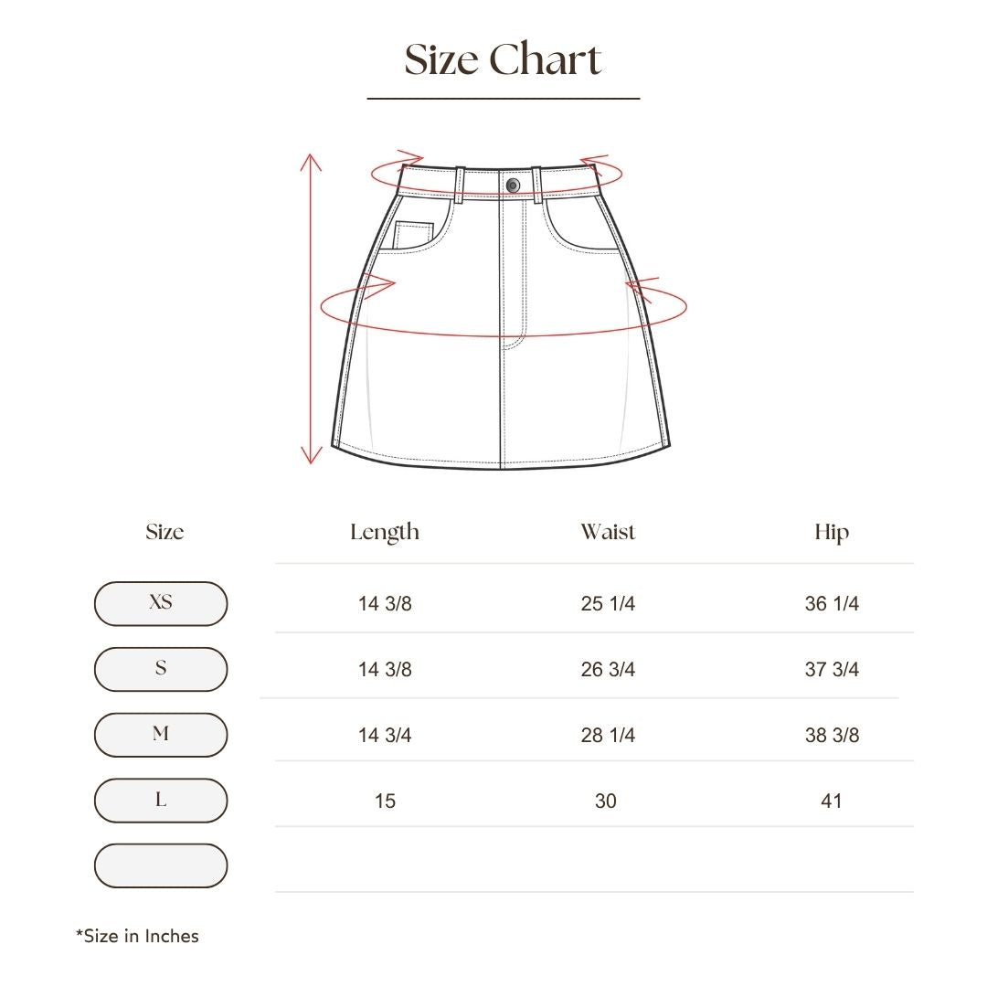 Mid-Waist Slit Skort Size Guide