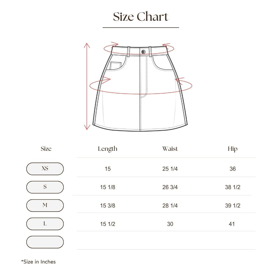 Polka A-Line Wrapped Skirt Size Guide