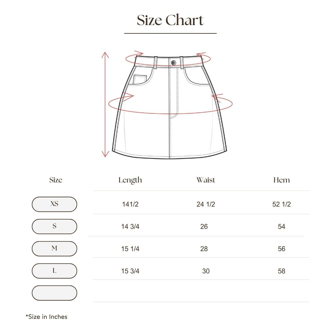 Sporty Drawstring Skirt with inner Size Guide
