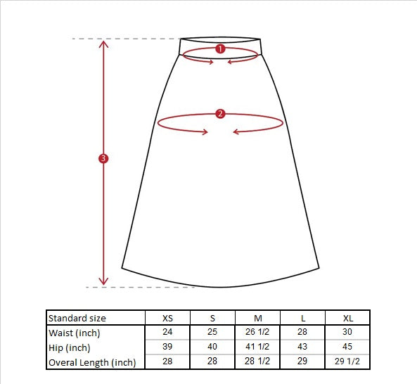 Gisselle Bias Cut Skirt Size Guide