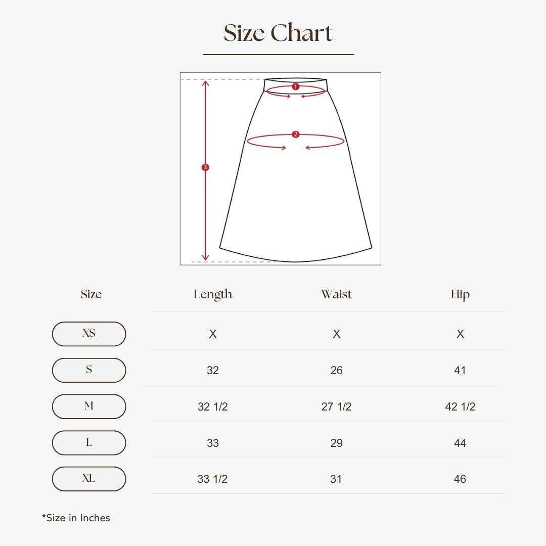 Cotton Blend A-Line Skirt Size Guide