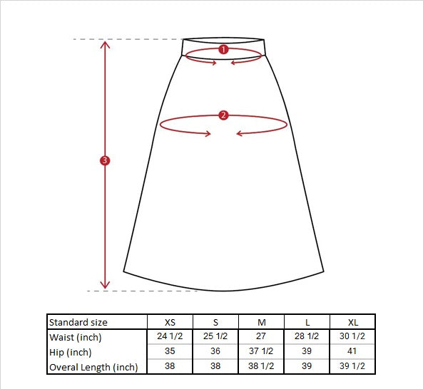 Cleo Linen Front Slit Maxi Skirt Size Guide