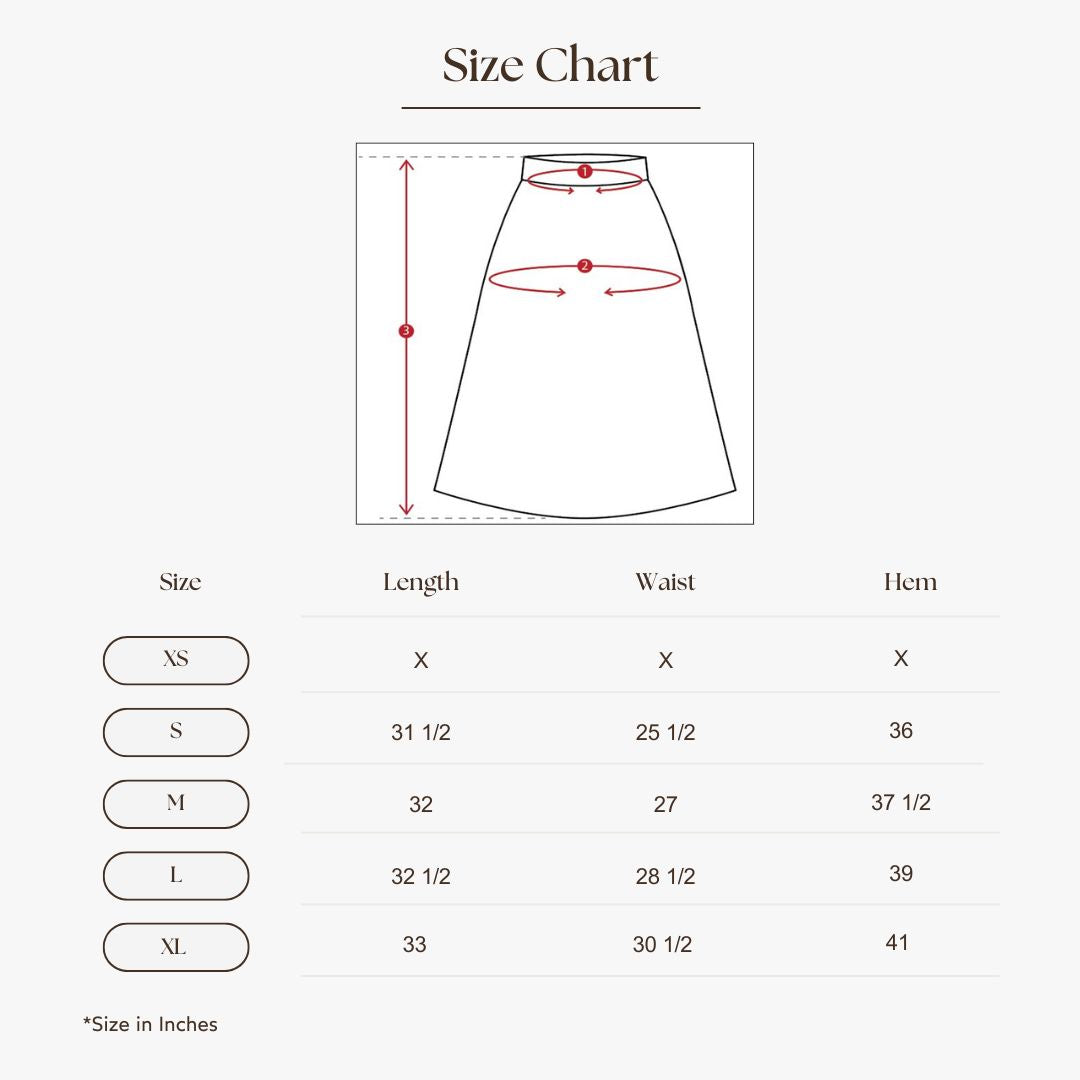 Draped Midi Skirt Size Guide