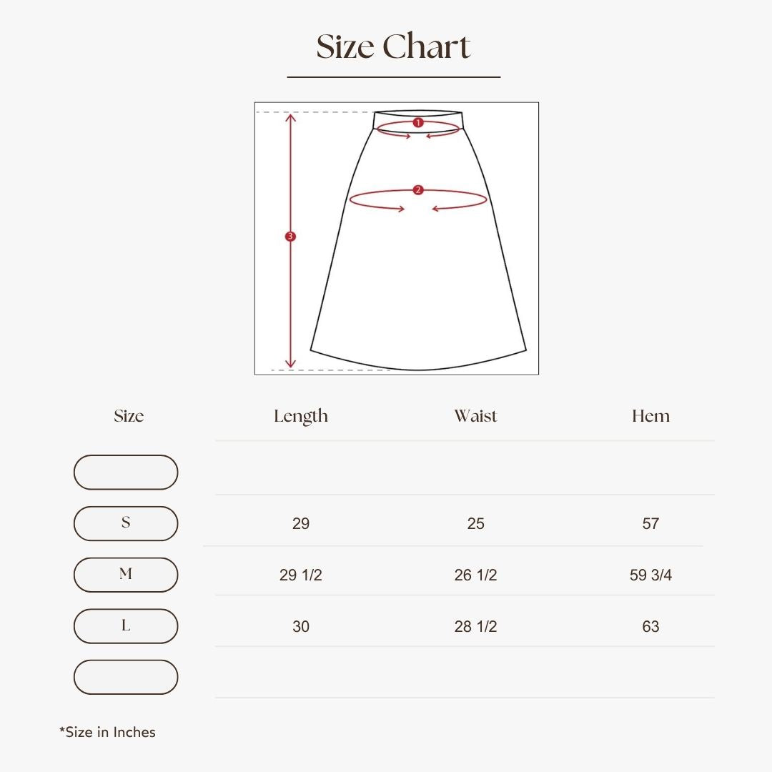 Pleated Midi Skirt Size Guide