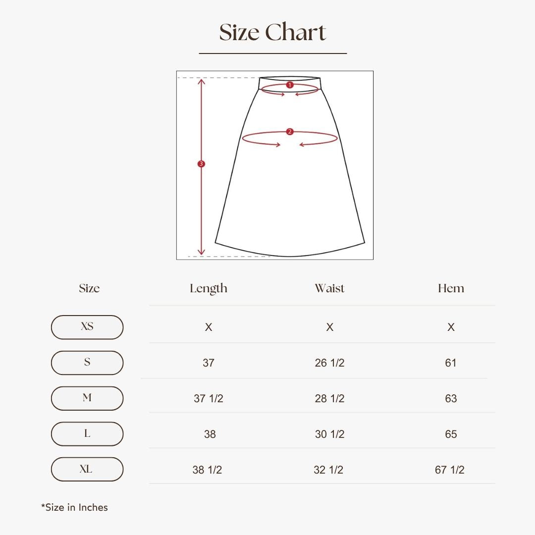 Satin Bias Midi Skirt Size Guide