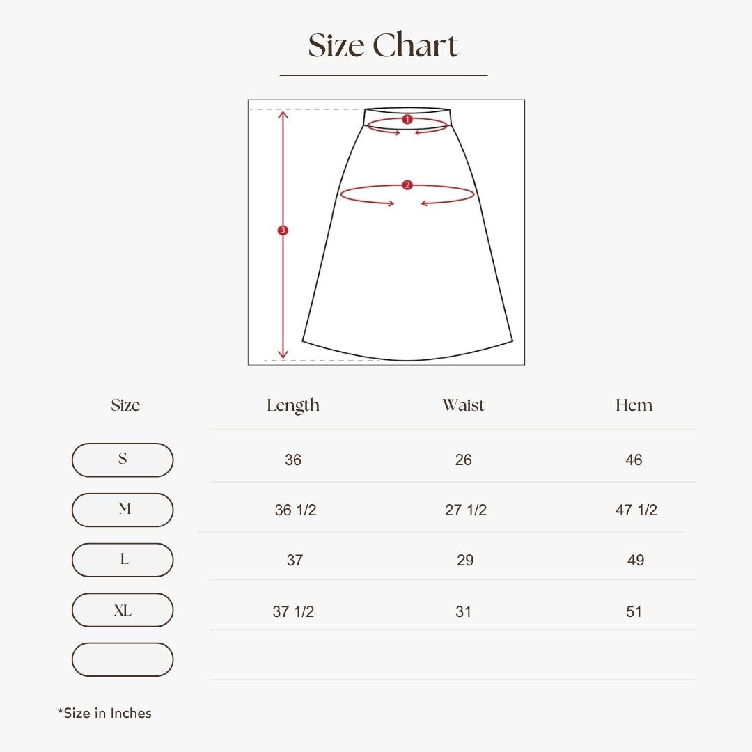 Wrap Midi Skirt Size Guide